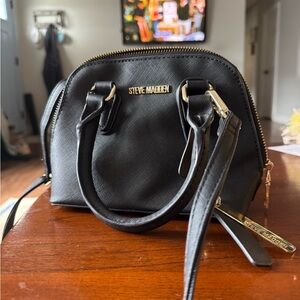 Steve Madden Black Satchel with Gold Accents